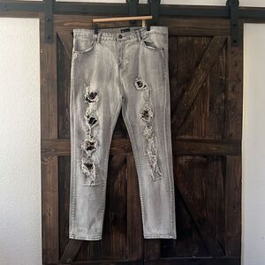 WAIMEA Mens skinny fit grey ripped Jeans